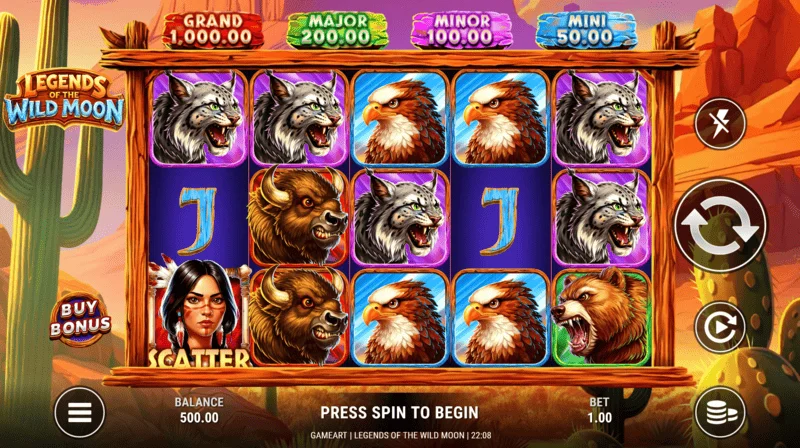 Legends of the Wild Moon - หน้าจอเกมแบบตาราง 5x3
